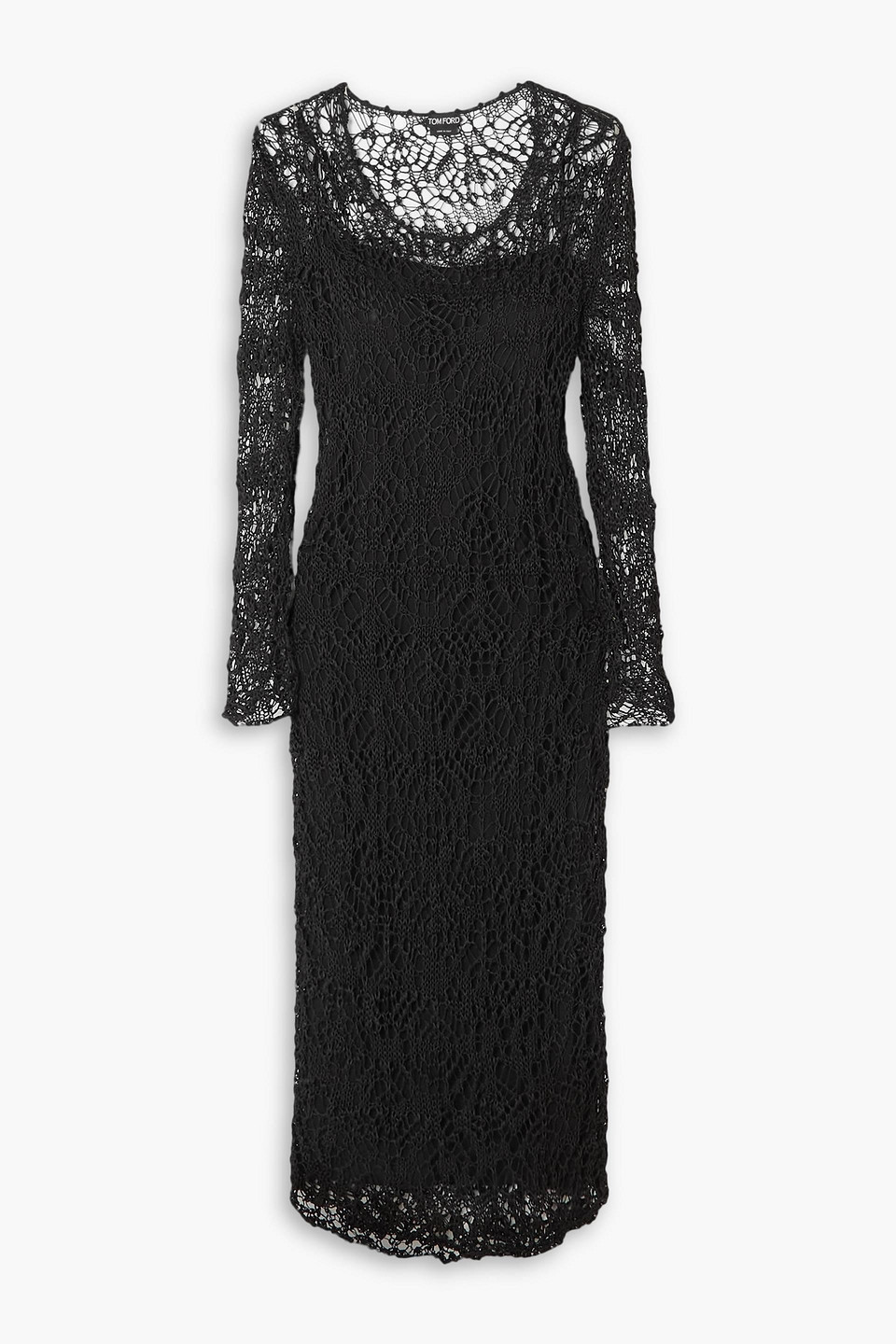 tom ford - crocheted dress - black - s