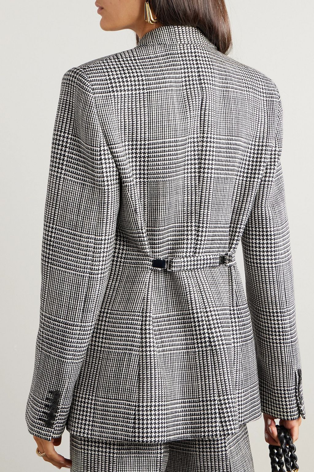 TOM FORD Double-breasted checked wool-tweed blazer