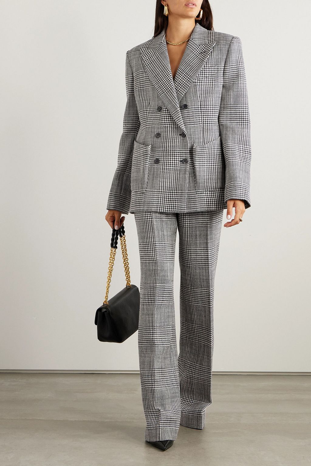 TOM FORD Double-breasted checked wool-tweed blazer