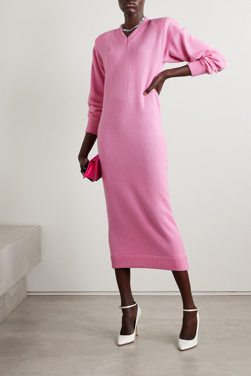 ROWEN ROSE CASHMERE MIDI DRESS 