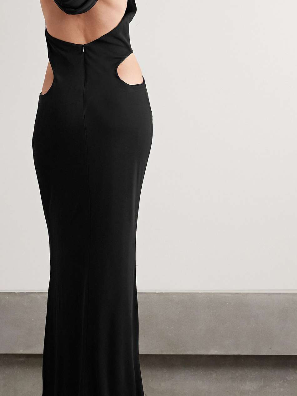 cutout stretch-jersey hooded maxi dress