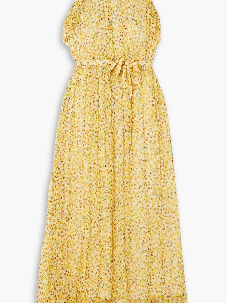 belted ruffled floral-print silk-chiffon halterneck midi dress