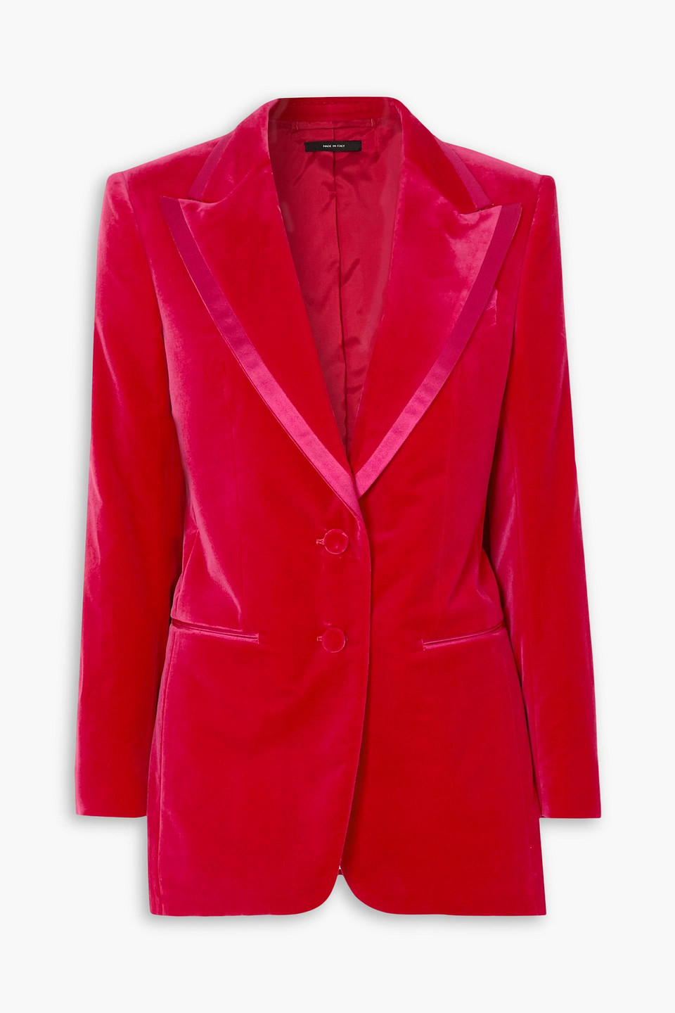 tom ford - silk satin-trimmed cotton-velvet blazer - pink - it 38