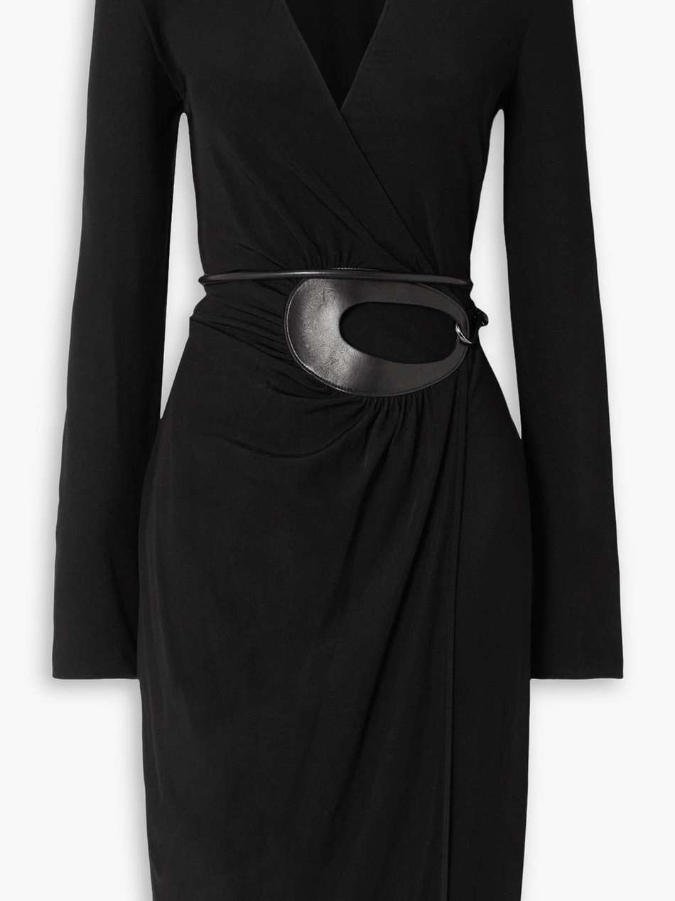 belted jersey wrap dress