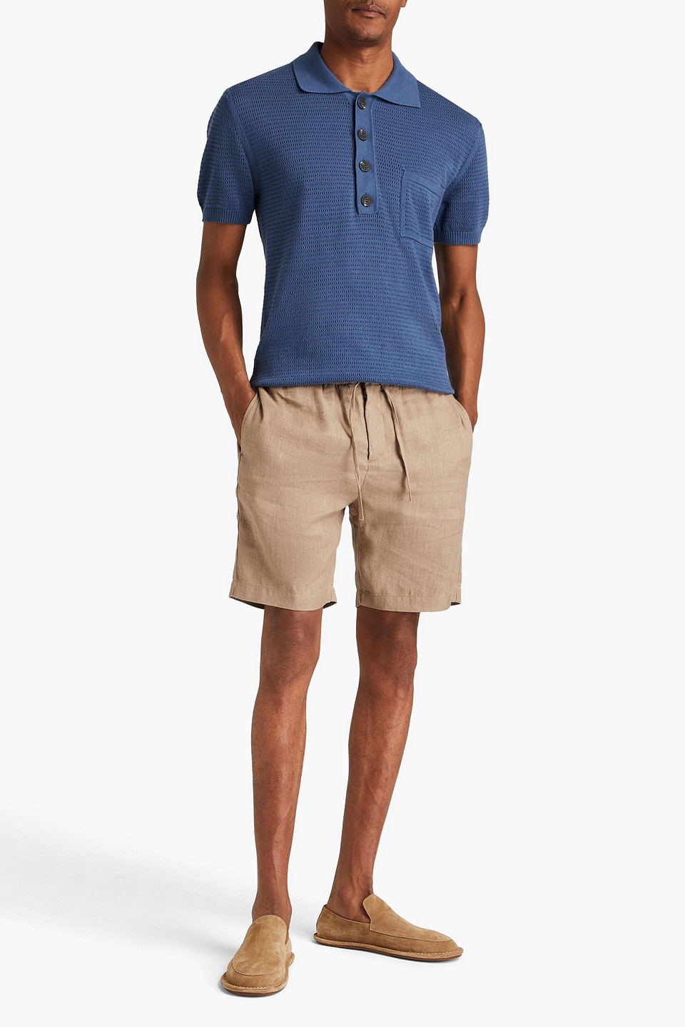 Frescobol Carioca Filipe Linen And Cotton-blend Drawstring Shorts In Sand