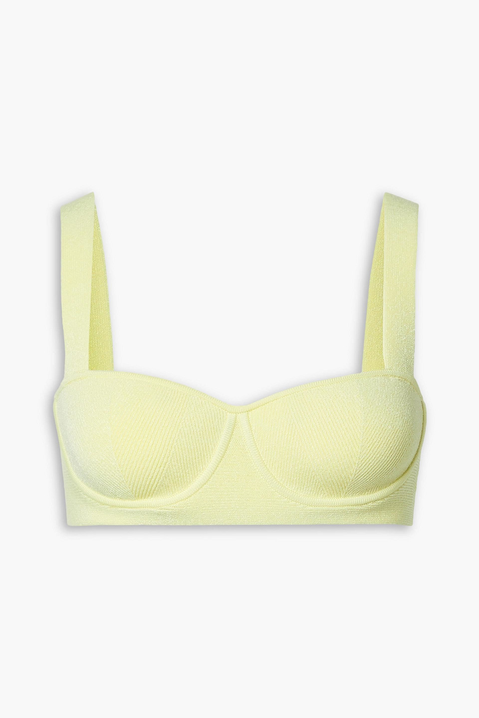 Galvan Nyx Cropped Stretch-knit Top In Pastel Yellow