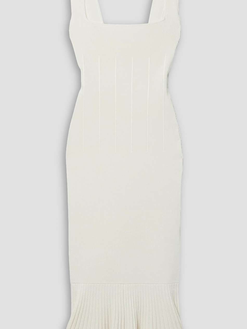 atalanta pleated stretch-knit midi dress