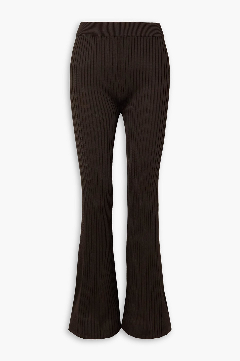 Jil Sander Ribbed-knit Flared Pants In Dark Brown