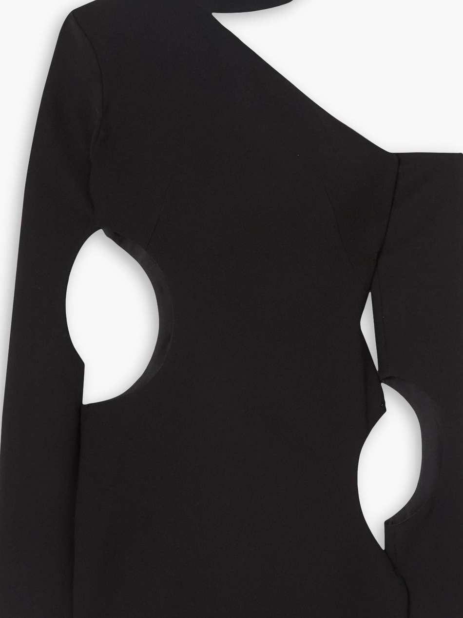 one-shoulder cutout satin mini dress