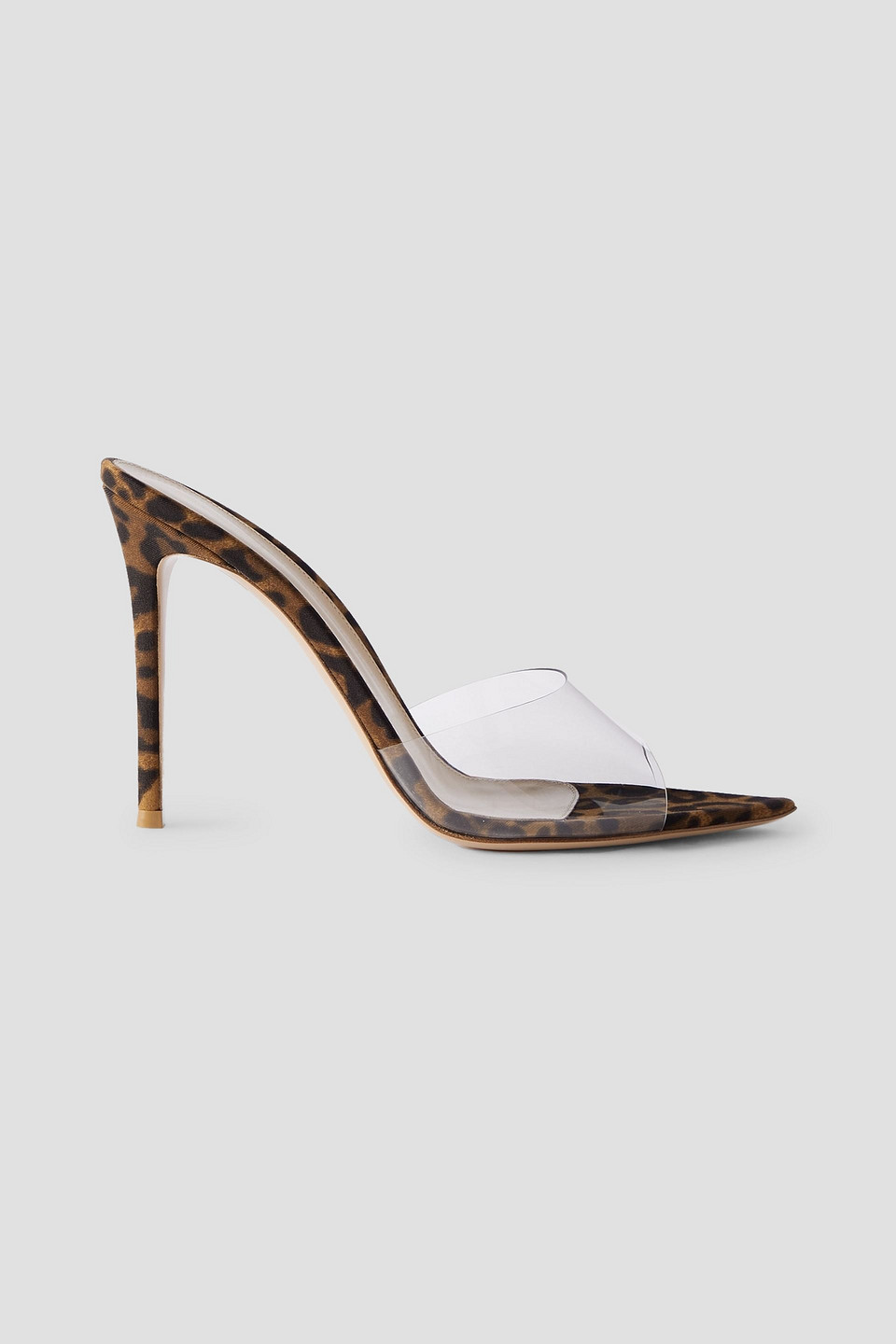 Gianvito Rossi Brown Elle 85 Mules In Trasp+leopard Print