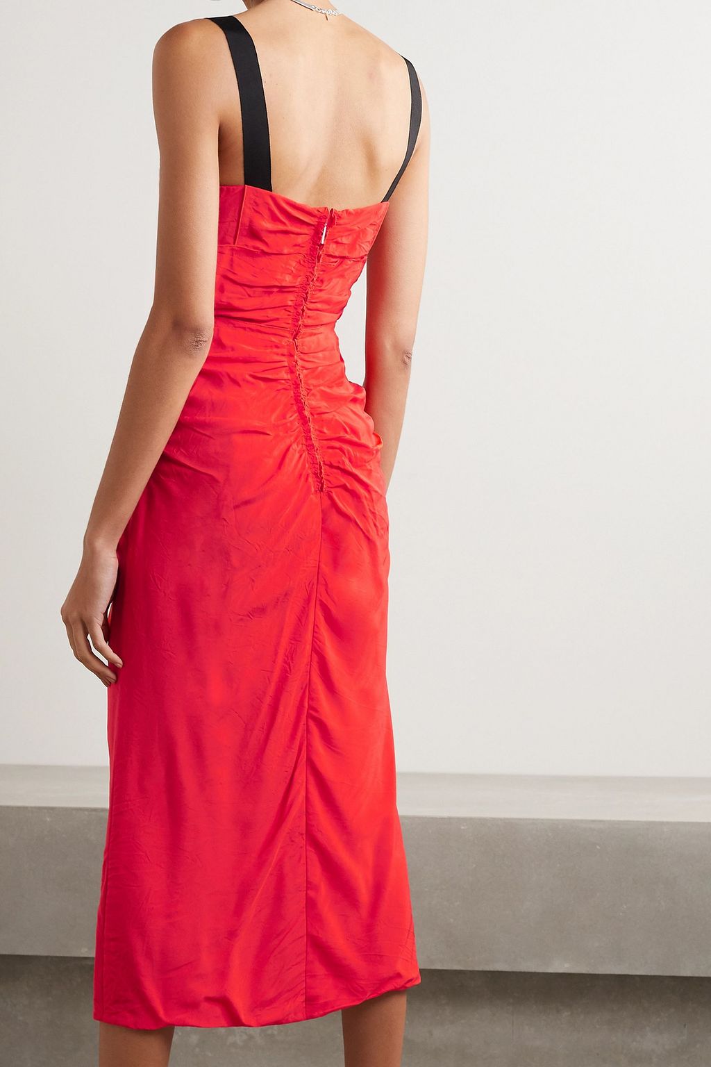 JASON WU COLLECTION فستان متوسط الطول من التفتا مزموم وحاشية من نسيج مضلع