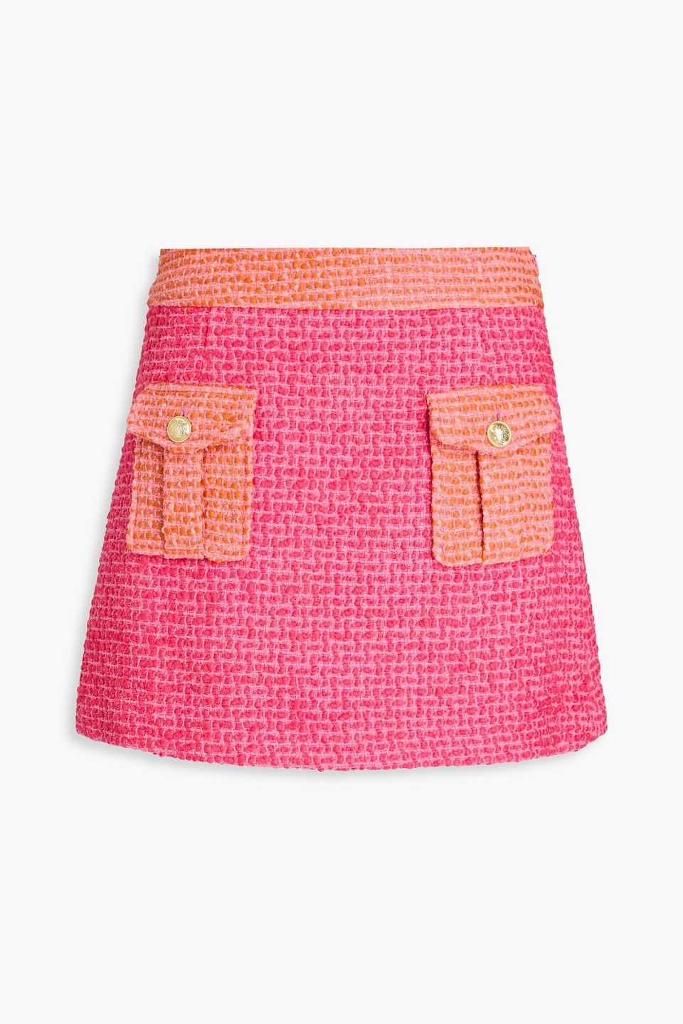 Derek Lam 10 Crosby Rima Two-tone Cotton-blend Bouclé-tweed Mini Skirt In Korallenrot