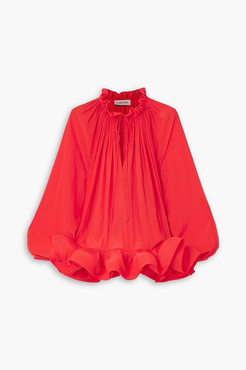 Lanvin Ruffled Gathered Blouse In Tomato Red