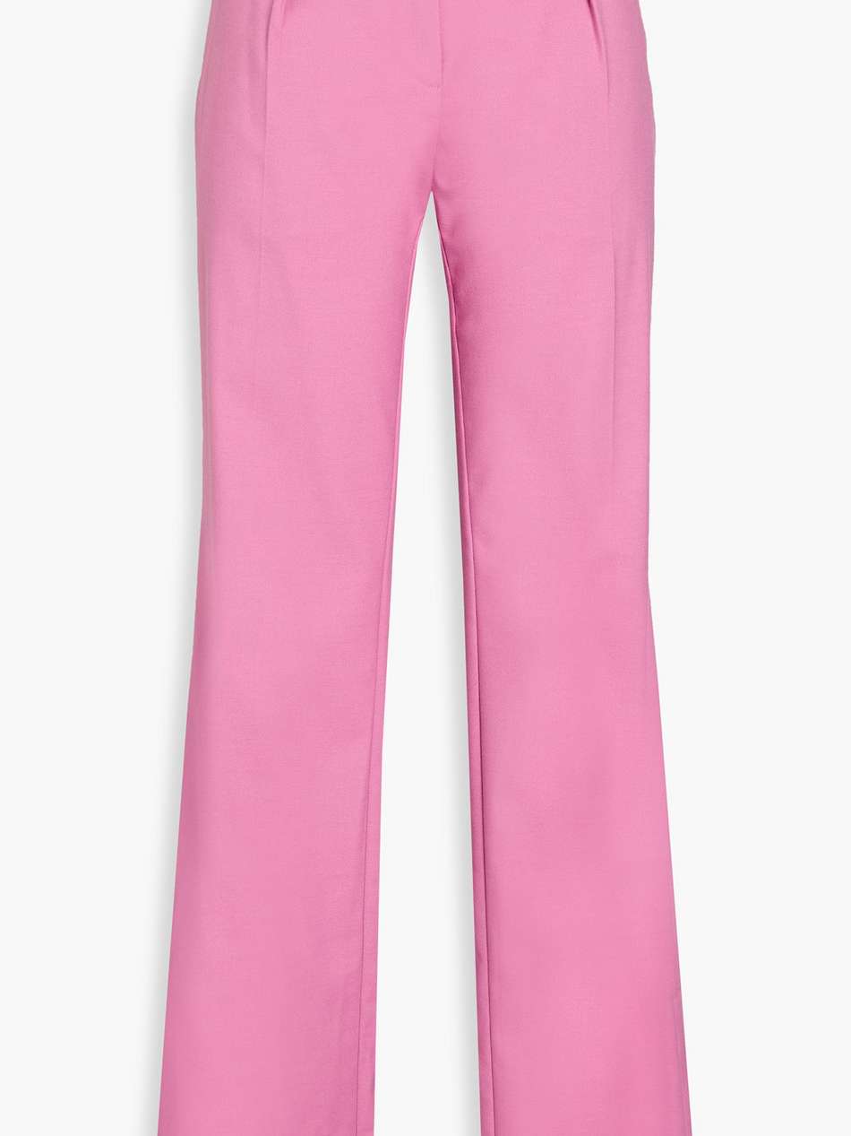 pleated twill straight-leg pants