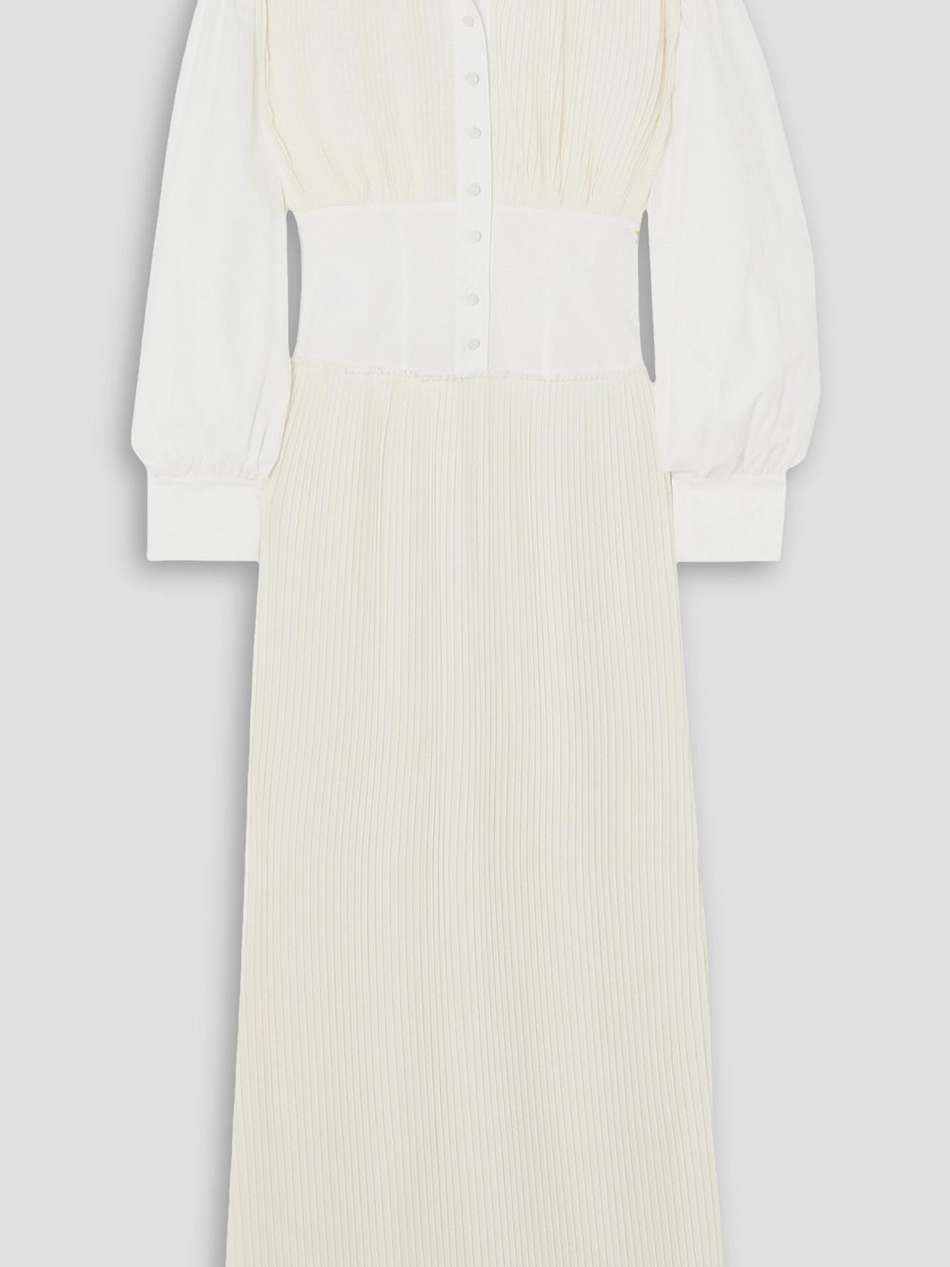 giulia pleated crepe de chine and cotton-poplin maxi shirt dress