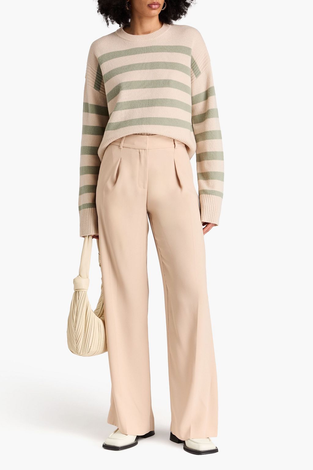 DEREK LAM 10 CROSBY بنطلون بأرجل واسعة من الكريب الساتان بكسرات