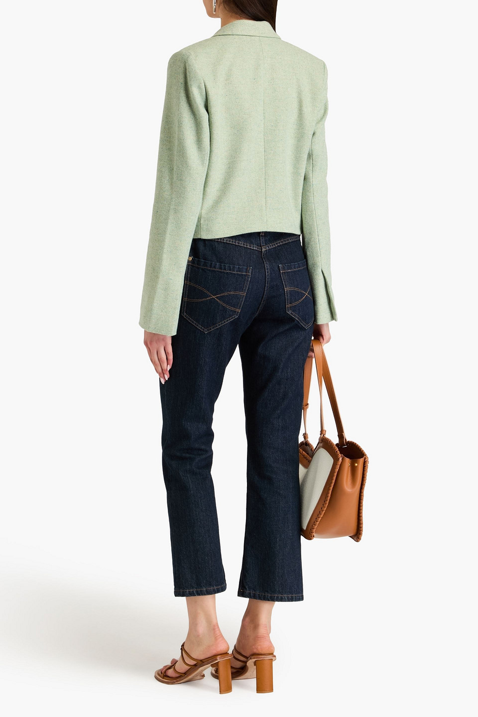 Derek Lam 10 Crosby Milo Double Breasted Crop Jacket In Sage Green