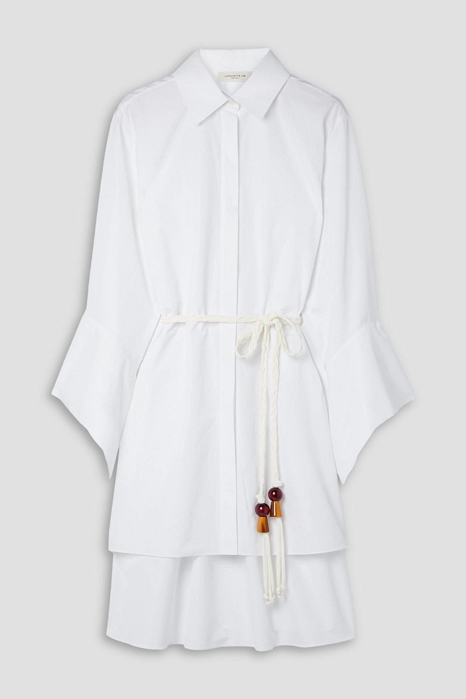 Belted cotton-poplin shirt