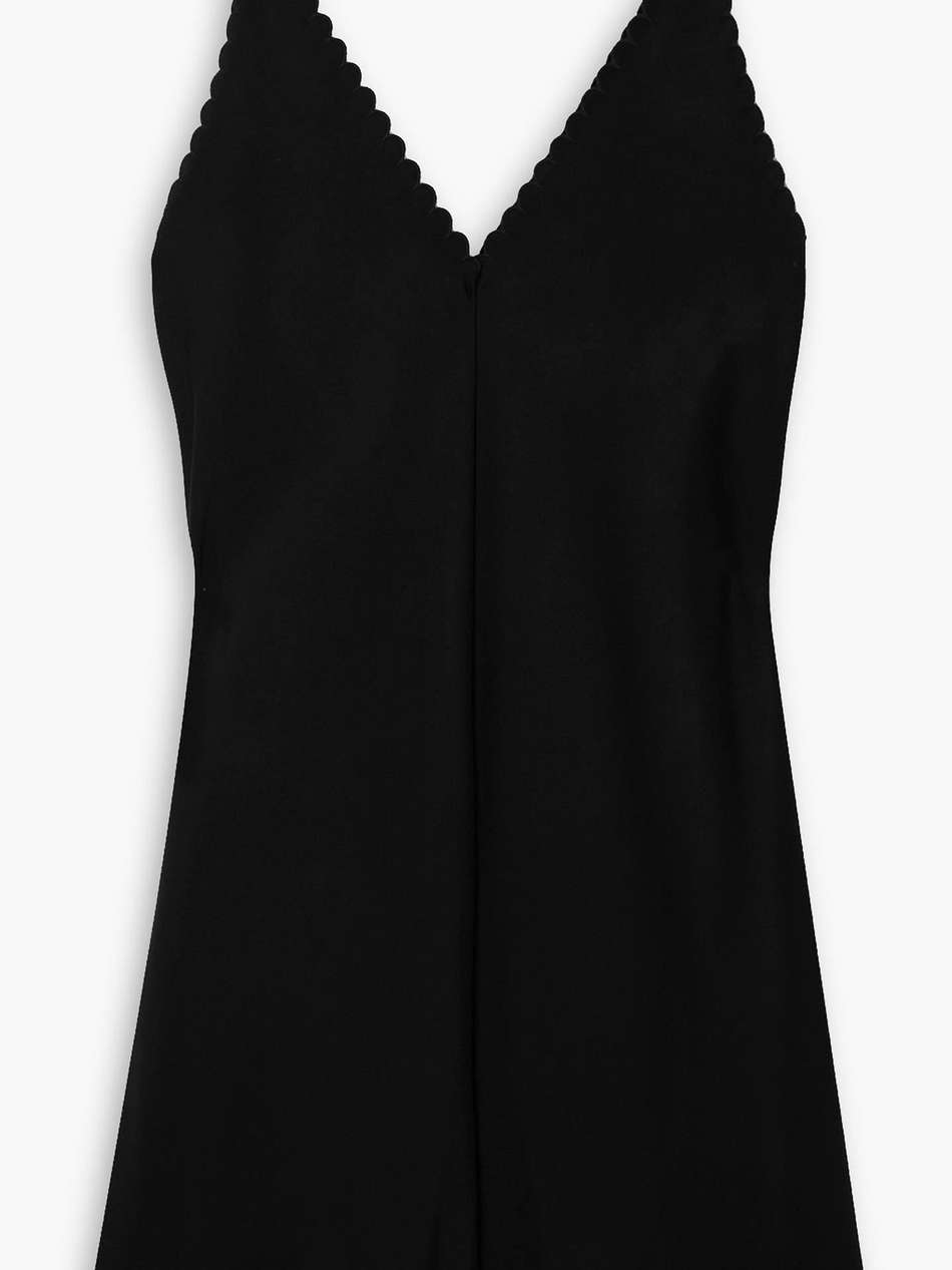 scalloped satin mini dress