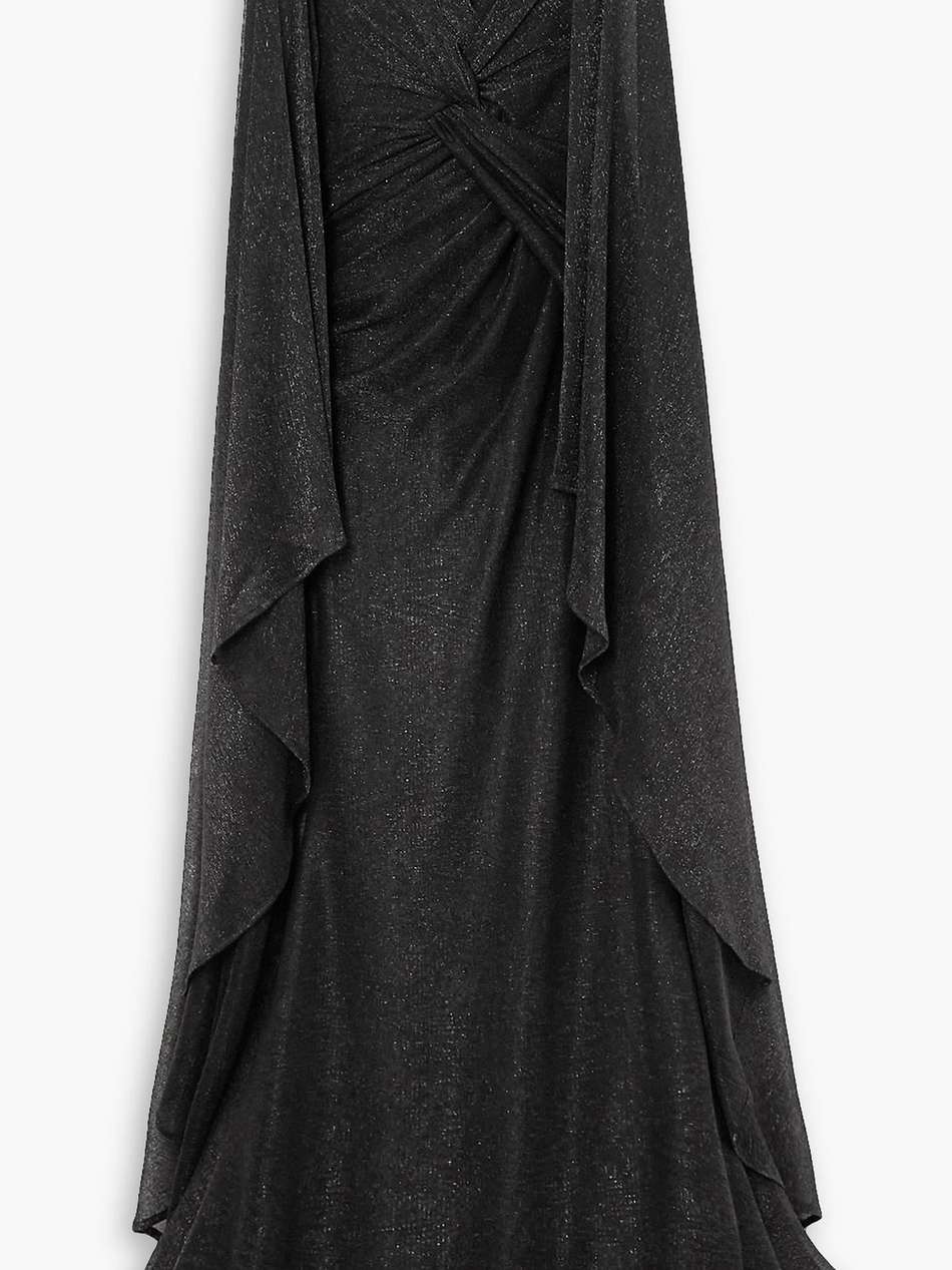 cape-effect metallic knitted gown