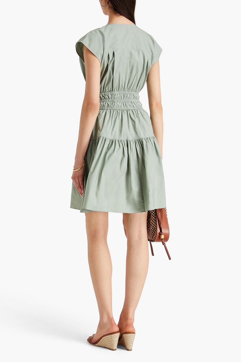 DEREK LAM 10 CROSBY Tora tiered stretch-cotton poplin mini dress