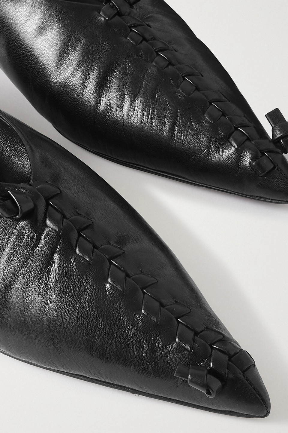 Jil Sander Leather Woven Ballet Flats In Black