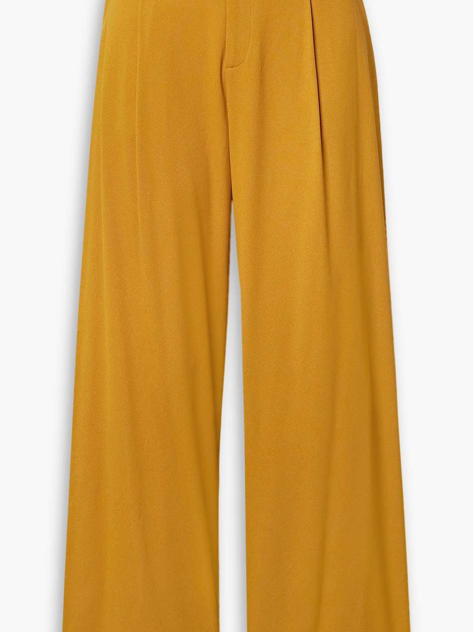 pleated crepe straight-leg pants