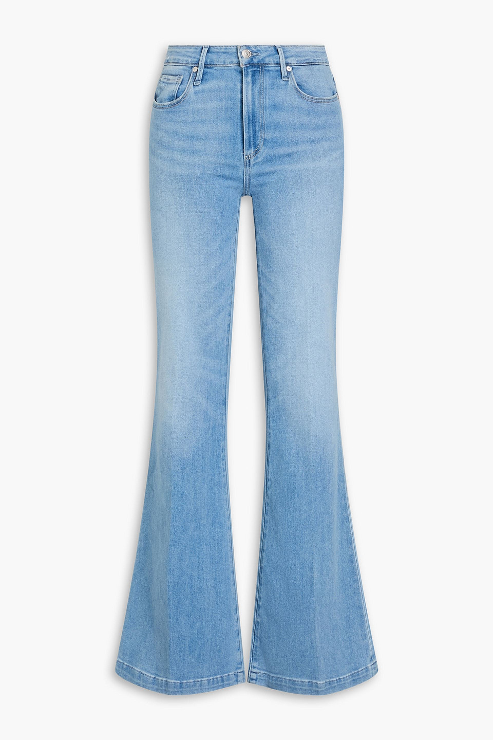 Paige Genevieve Mid-rise Flared Jeans In Hellblauer Denim