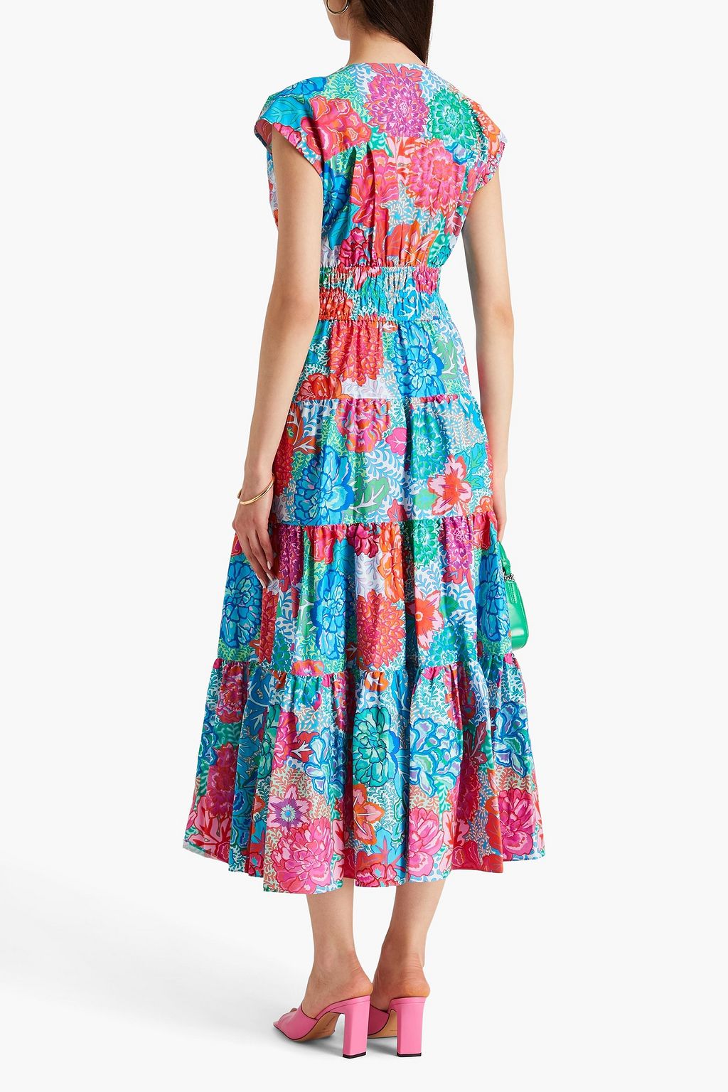 DEREK LAM 10 CROSBY Fatima tiered floral-print stretch-cotton poplin midi dress
