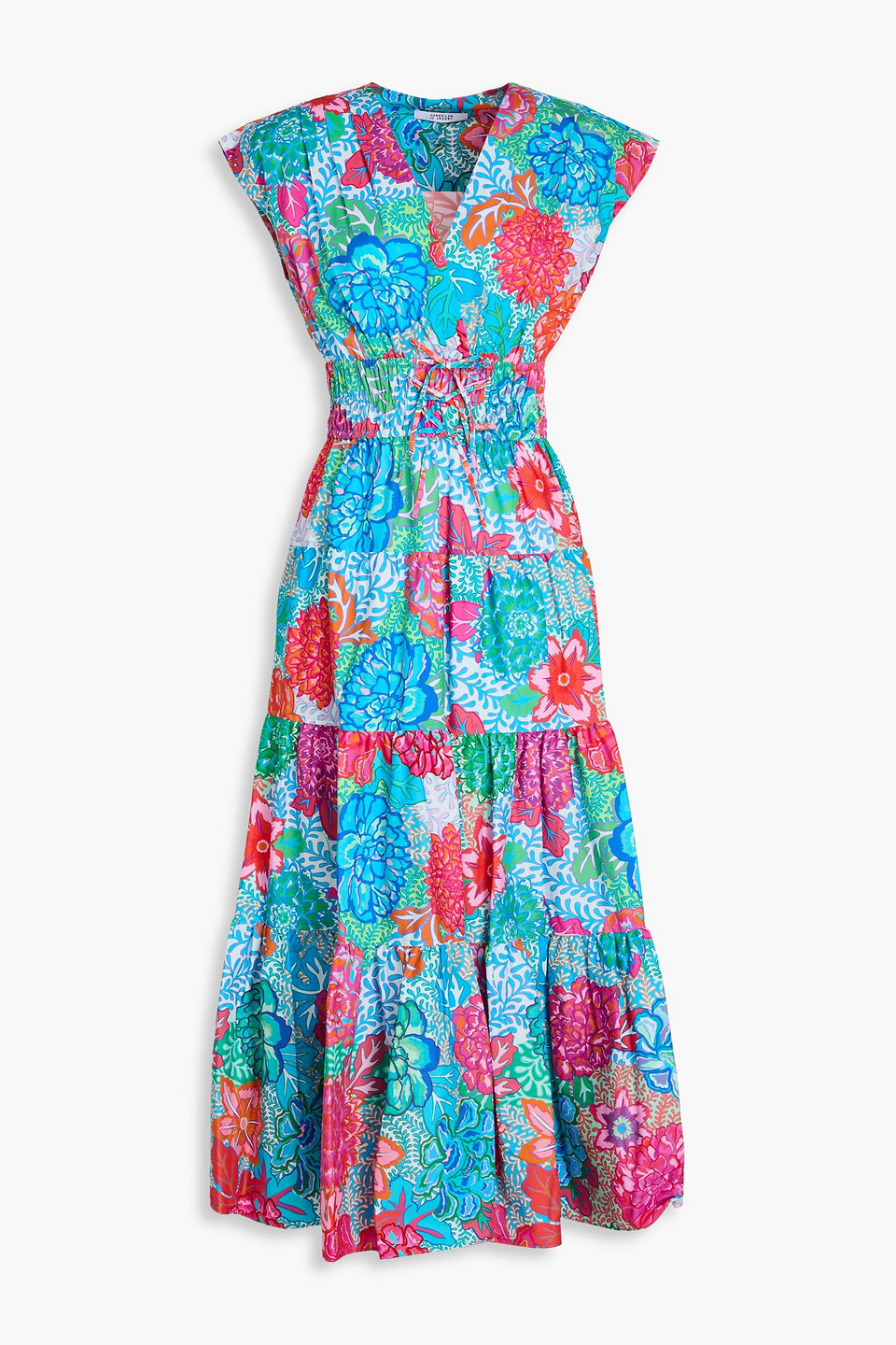 Derek Lam 10 Crosby Fatima Tiered Floral-print Stretch-cotton Poplin Midi Dress In Azure
