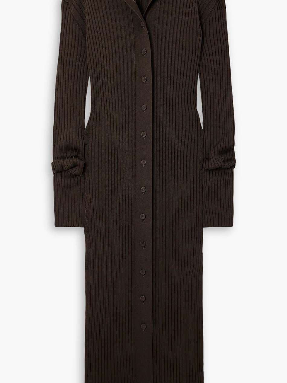 ribbed-knit midi dress