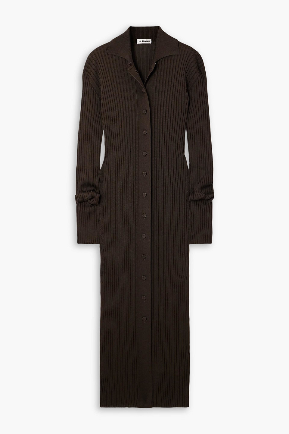 Jil Sander Ribbed-knit Midi Dress In Chocolate