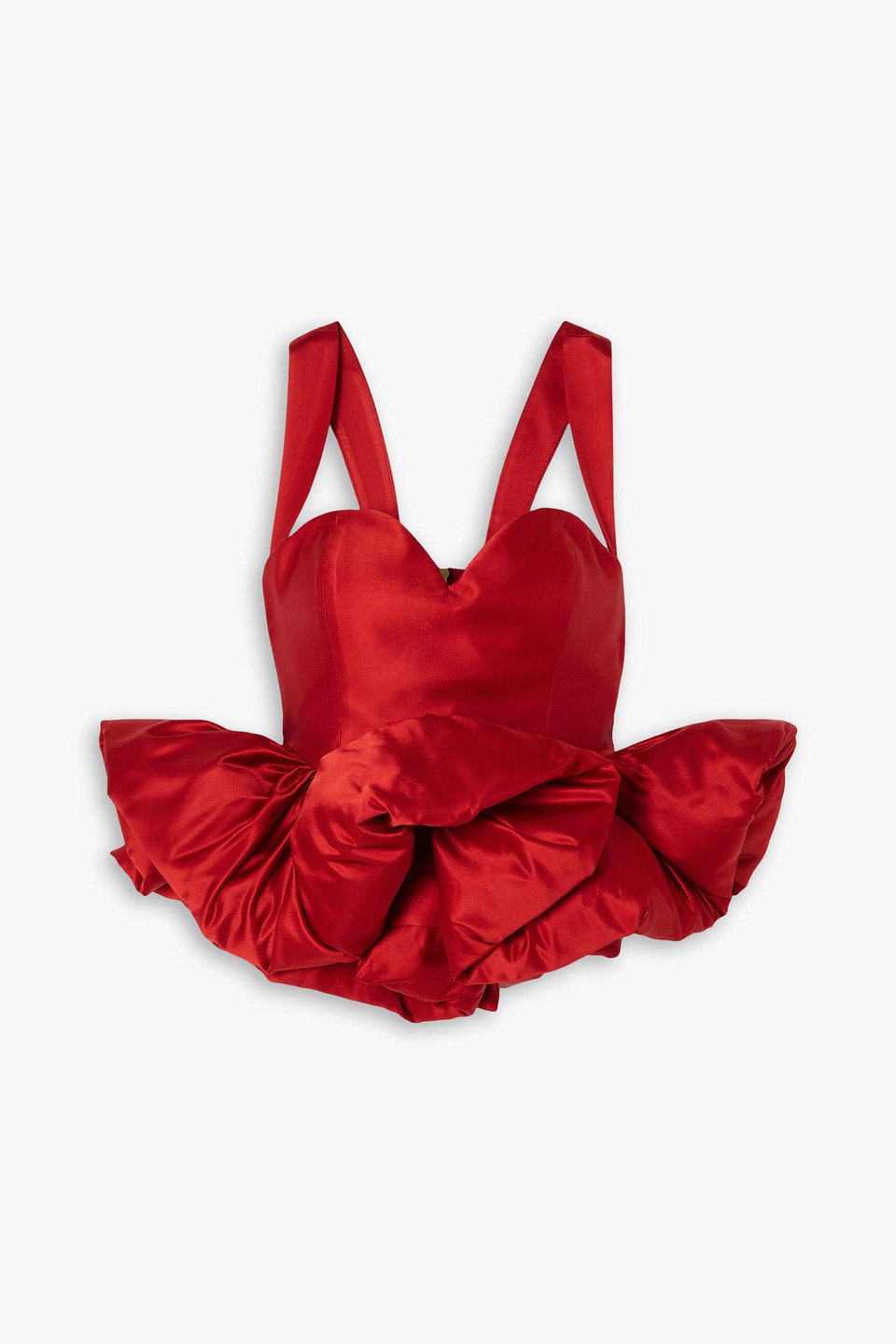 Miss Sohee The Vanguard Duchesse Silk-blend Satin Peplum Top In Red
