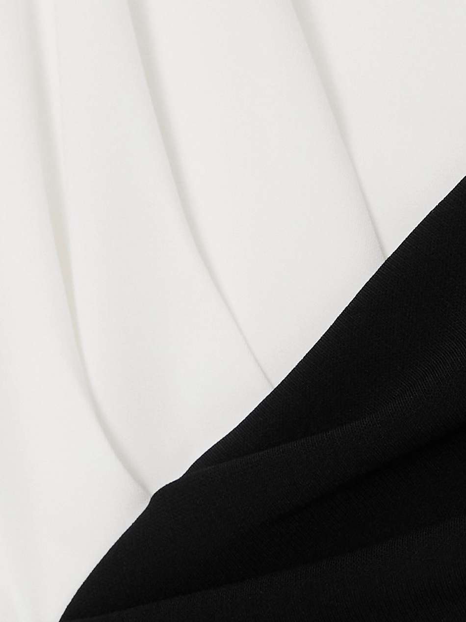 asymmetric two-tone crepe gown