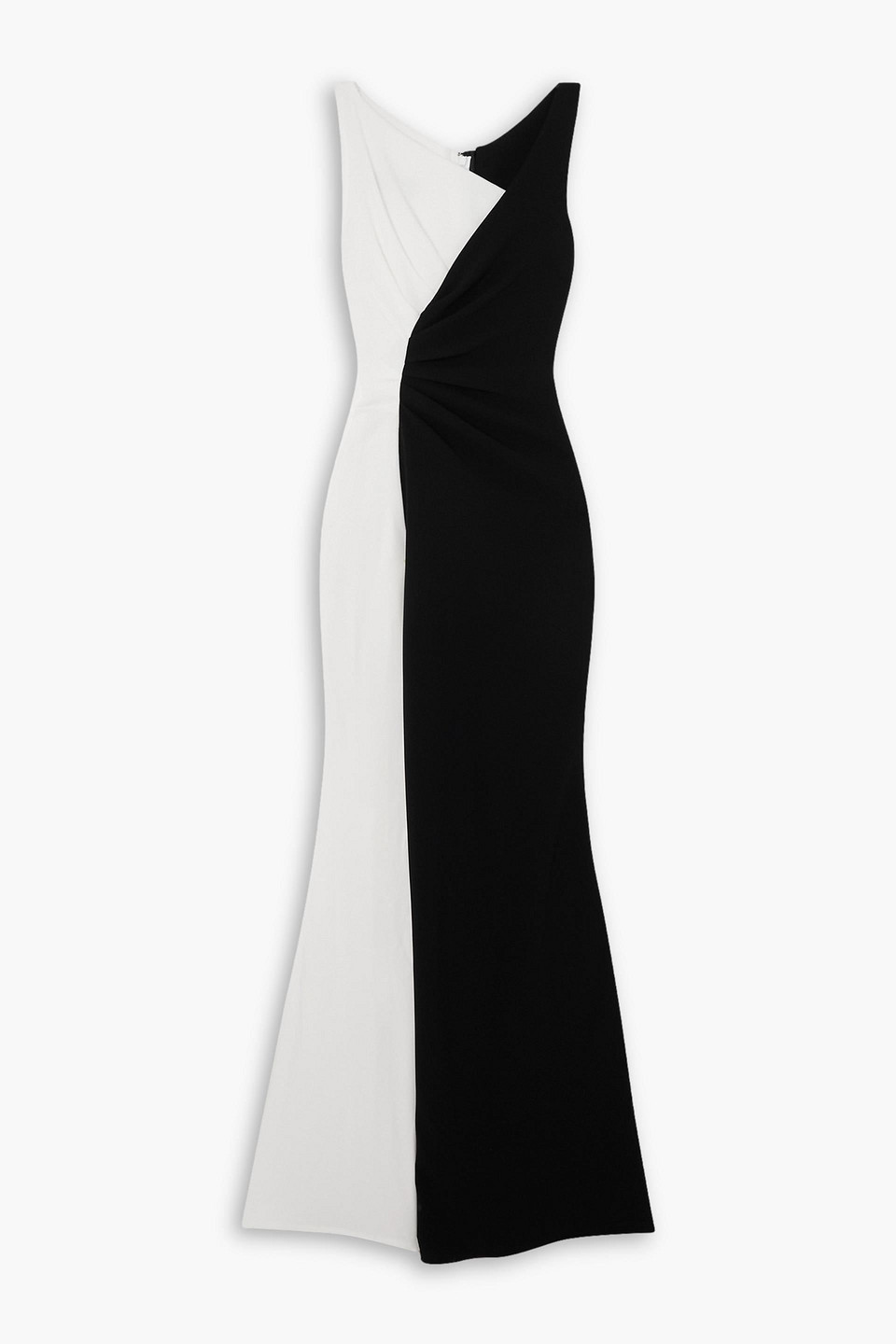 Asymmetric two-tone crepe gown