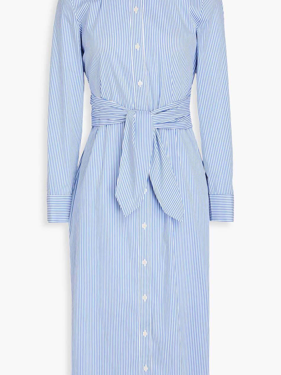 striped stretch-cotton poplin midi shirt dress