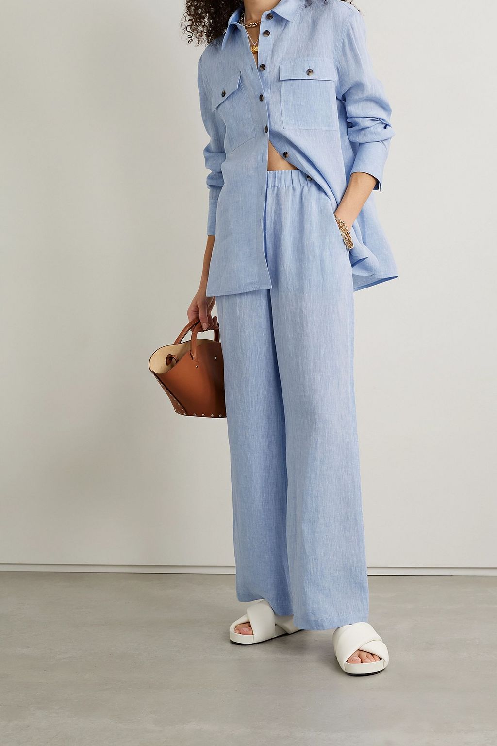 LAFAYETTE 148 بنطال Riverside بأرجل واسعة من الكتان