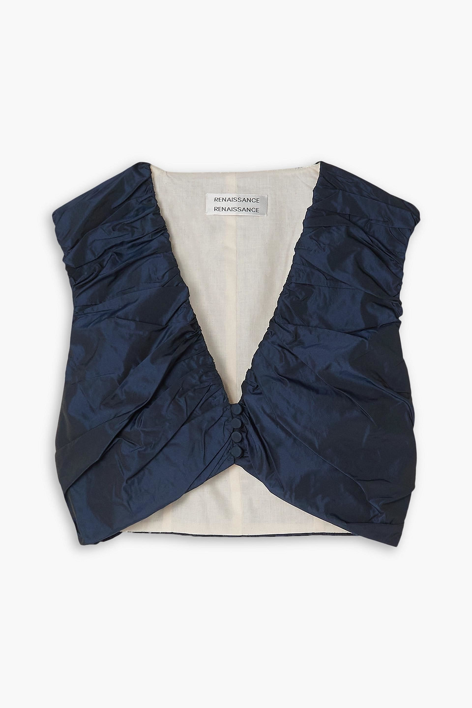 Renaissance Renaissance Deniro Cropped Ruched Taffeta Top In 0171 Dark Blue