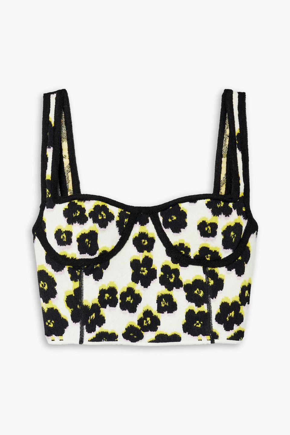 Lanvin Cropped Floral-jacquard Top In Black