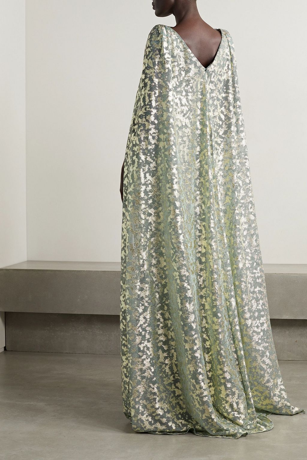 TALBOT RUNHOF Cape-effect metallic voile gown