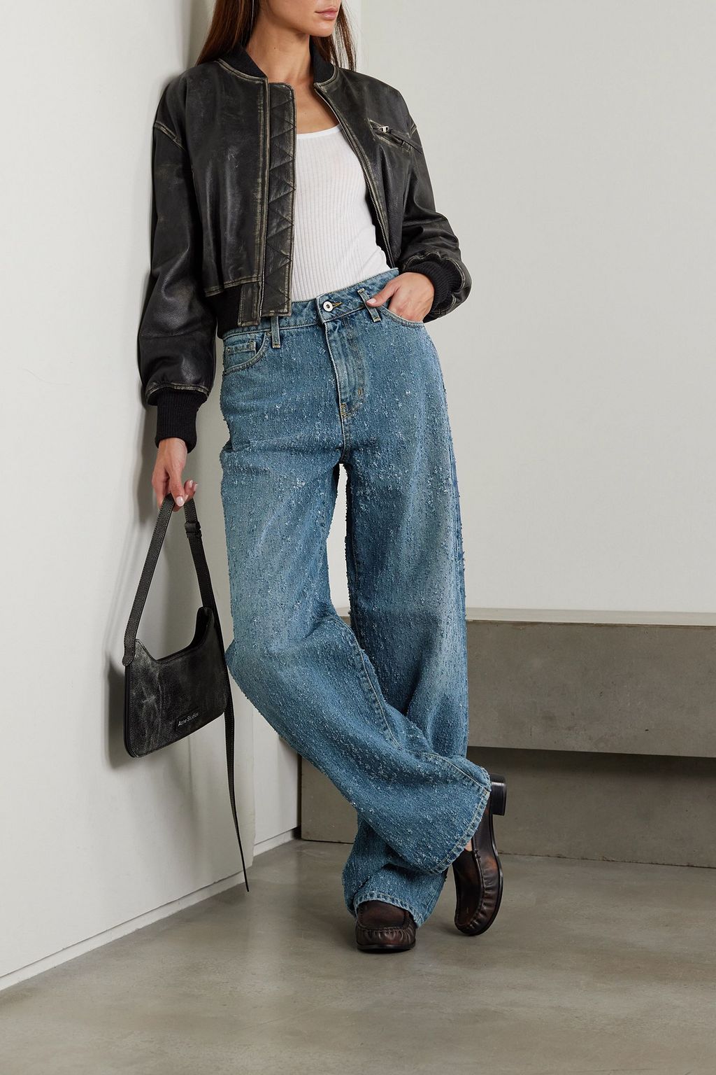 HALFBOY Distressed high-rise wide-leg jeans