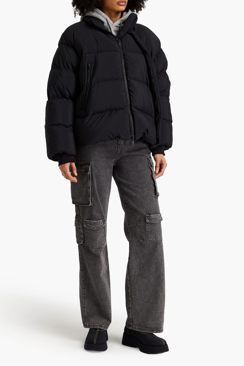 Y-3 Quilted Shell Down Jacket In Black