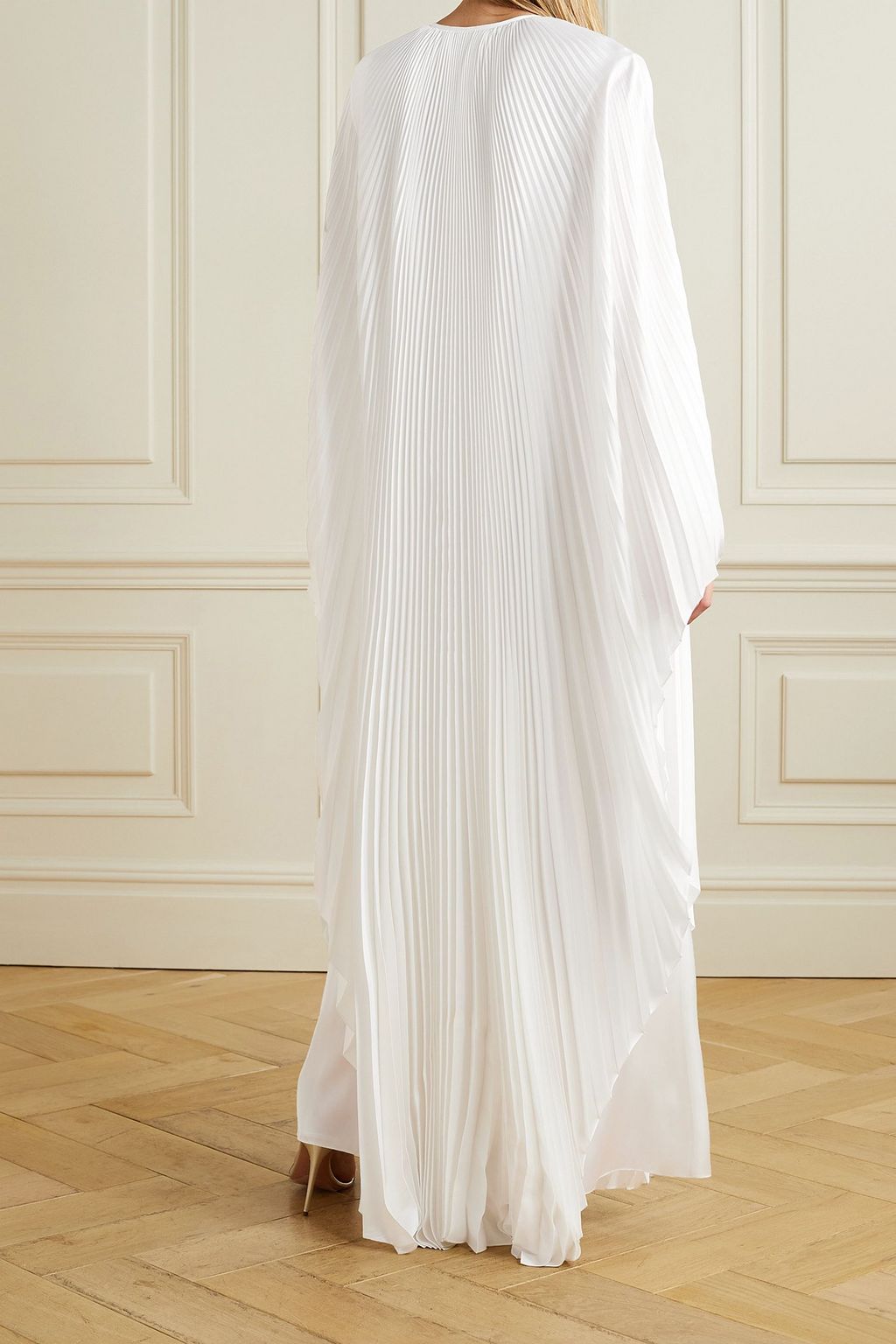SEMSEM Swarovski crystal-embellished plissé-satin maxi dress