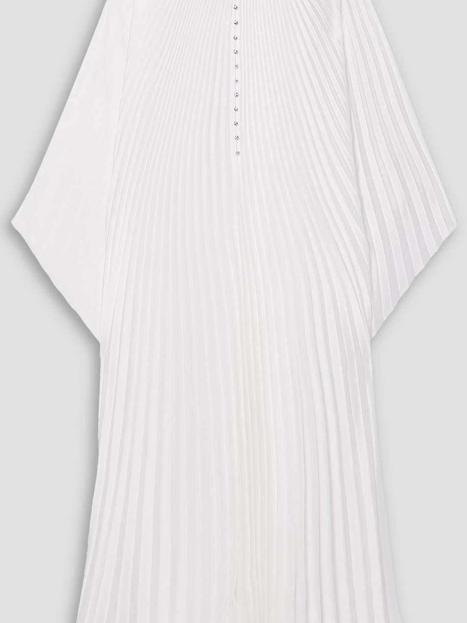 crystal-embellished plissé-satin maxi dress