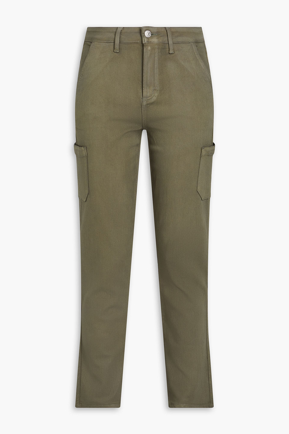 Paige Jolie Waxed High-rise Slim-leg Jeans In Military-grün