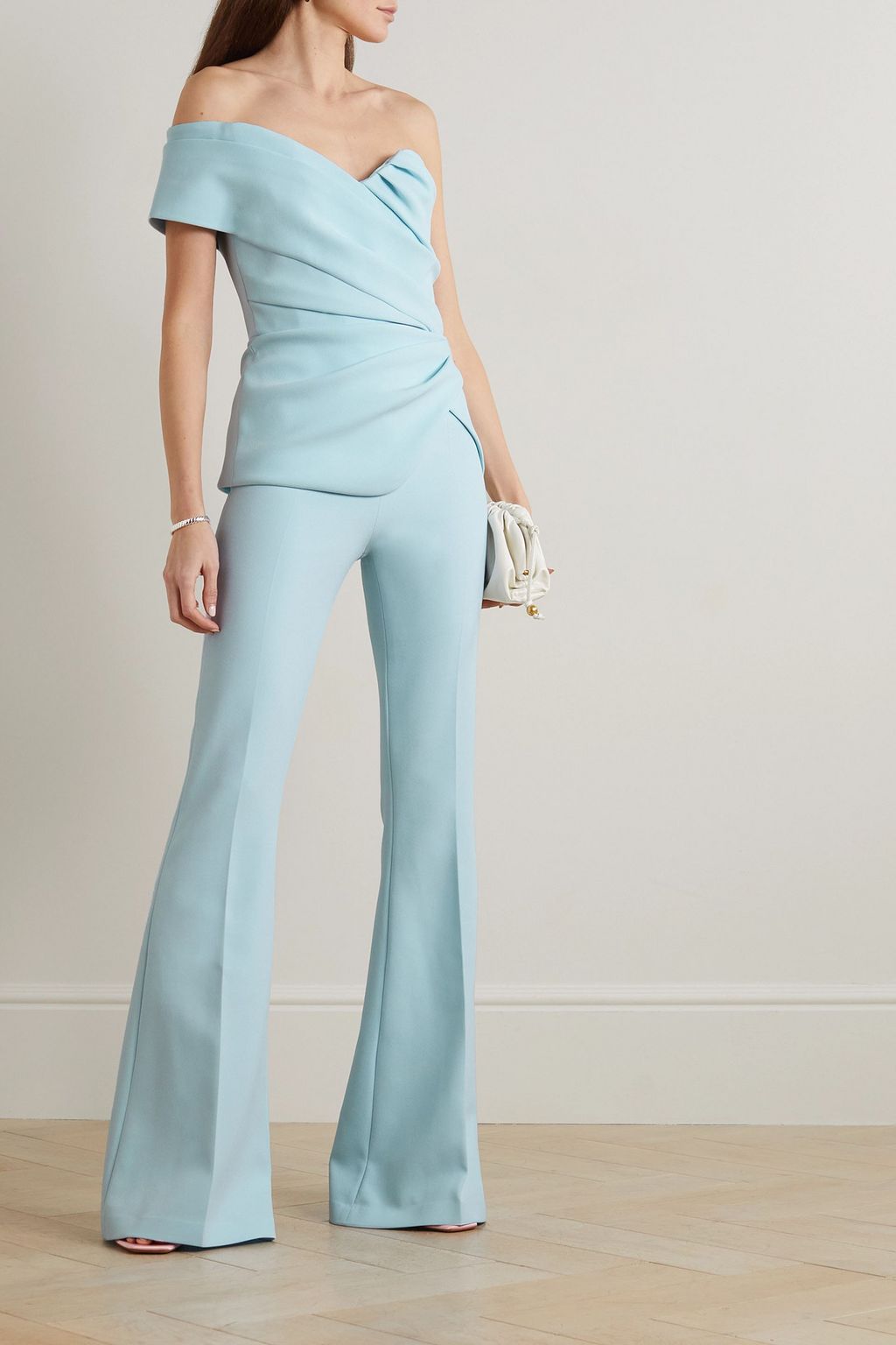 SAFIYAA Jolee asymmetric ruched stretch-crepe top