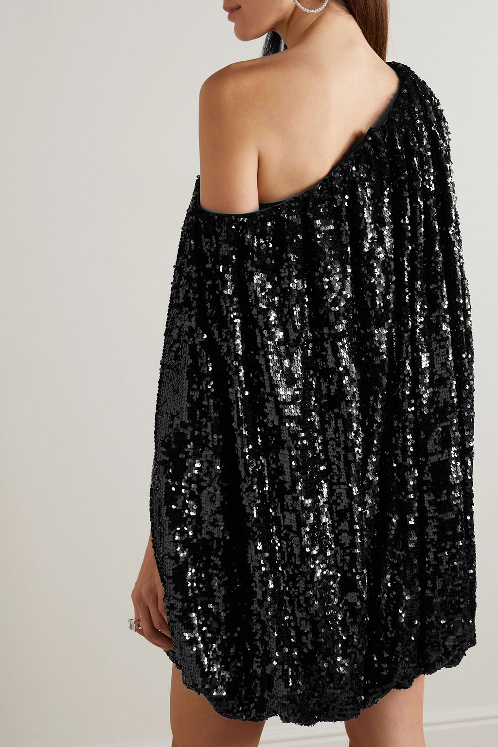 SAFIYAA Janie one-shoulder crepe and sequined tulle mini dress