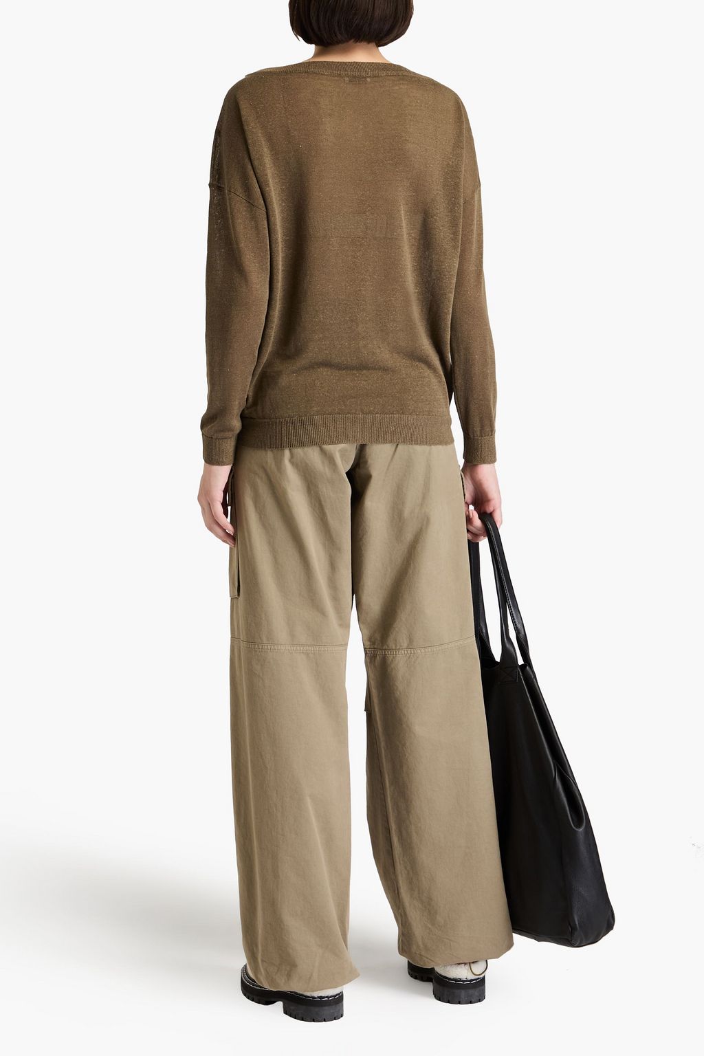 BRUNELLO CUCINELLI كنزة رياضية مصنوعة من مزيج الكتّان بتصميم مزركش