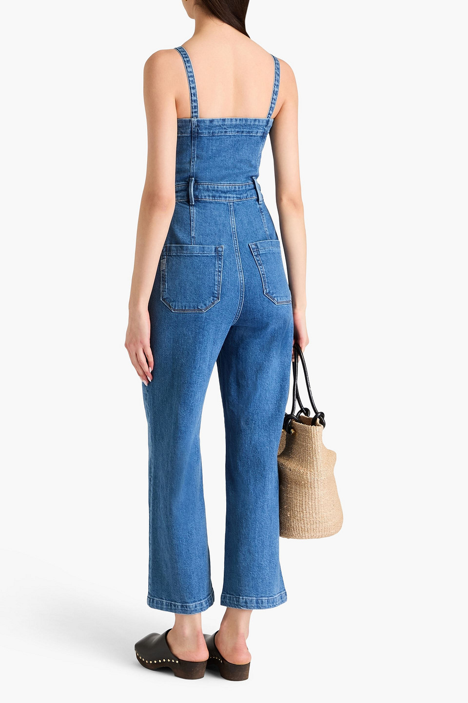 PAIGE ANESSA CROPPED DENIM JUMPSUIT