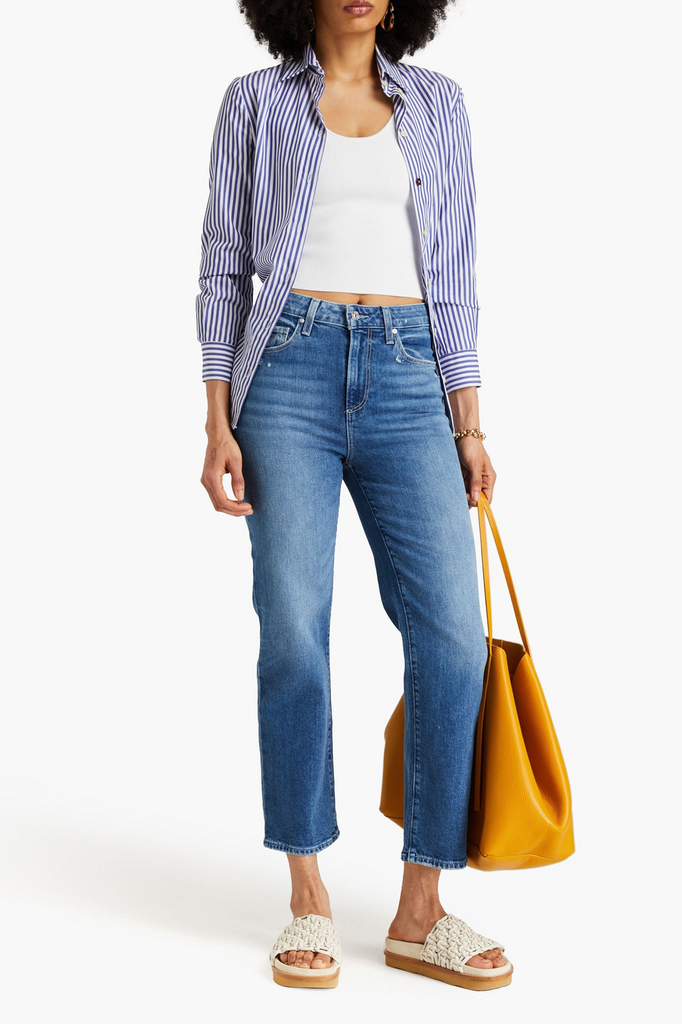 Paige Sarah Cropped High-rise Straight-leg Jeans In